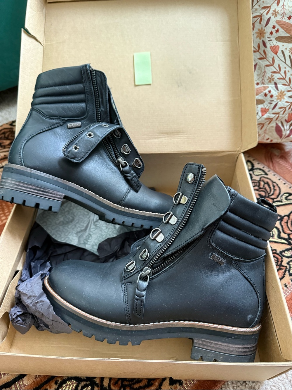 SoftWalk Black Leather Zip-Front Ankle Boots